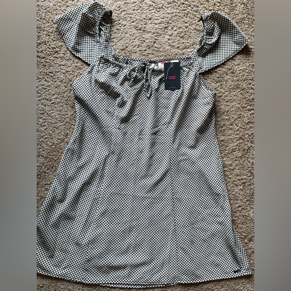 Levi’s Checkered Flutter-Sleeve Dress. Size XL. - Picture 8 of 9